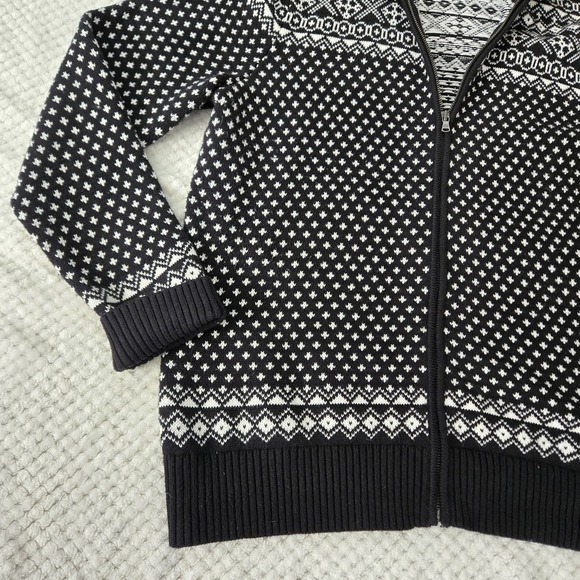Tommy Hilfiger Men's Sweater Sz XL Zip Up Black White Graphic Print Wool Blend - Picture 3 of 16
